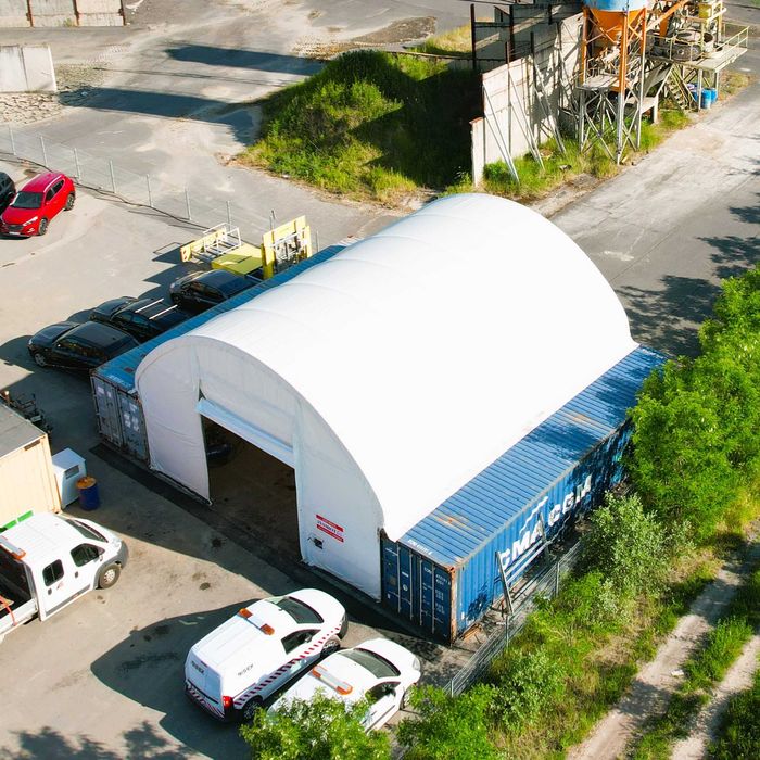 Zadaszenie kontenerów hala namiotowa 10x12m wiata kontenerowa morskich