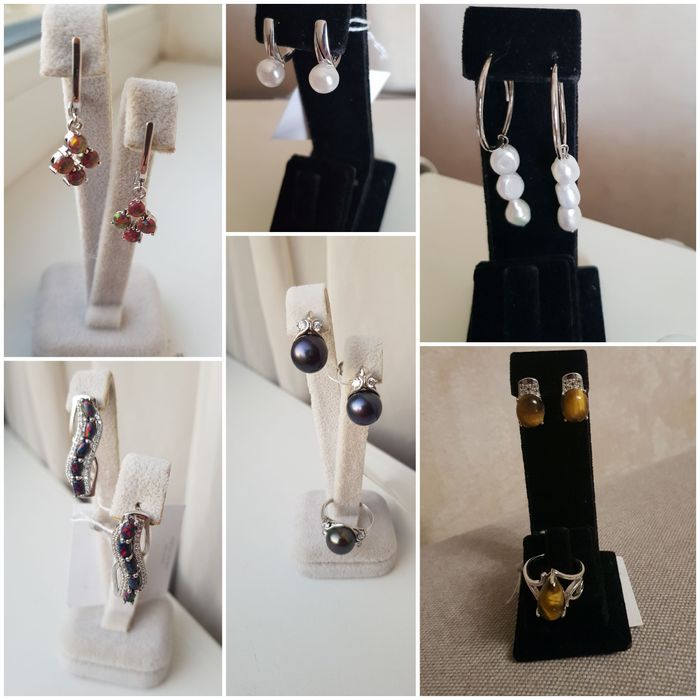 Комплекты сережки кольца . Серебро