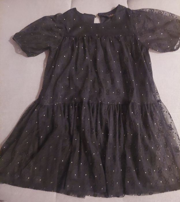 Czarna sukienka w stylu Wednesday dla dziewczynki, rozmiar 134