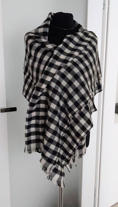 Szal dzianinowy kratka.