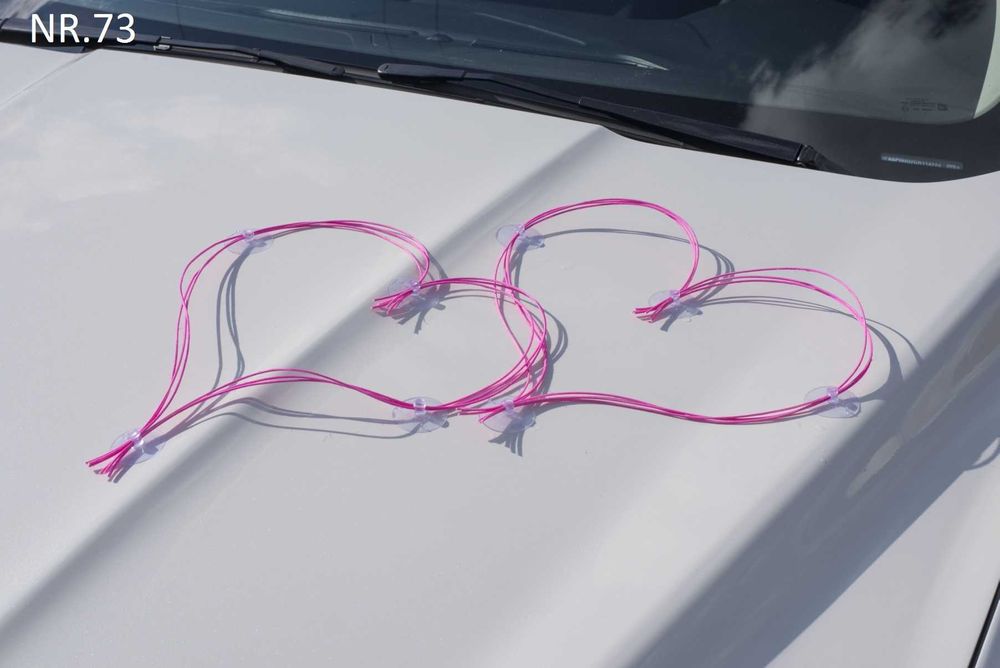 Jasno różowa ozdoba na auto WESELE bez niespodzianek 078