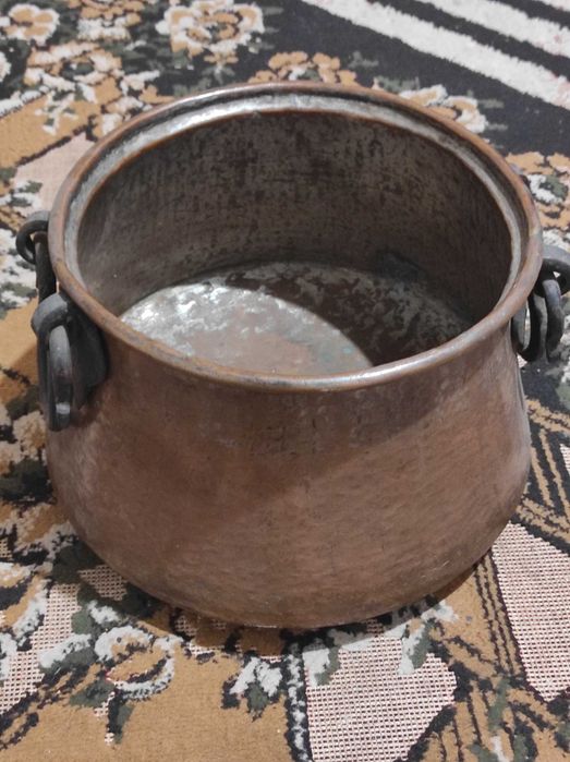 Казан мідний з кованими ручками