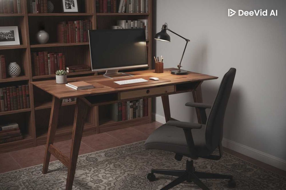 Secretária nórdica em madeira com duas gavetas. Madeira maciza.