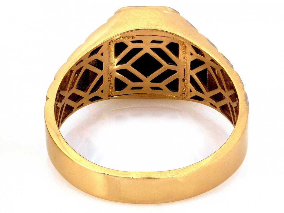 Nowy męski sygnet złoty z prostokątnym onyksem PR 585 R24