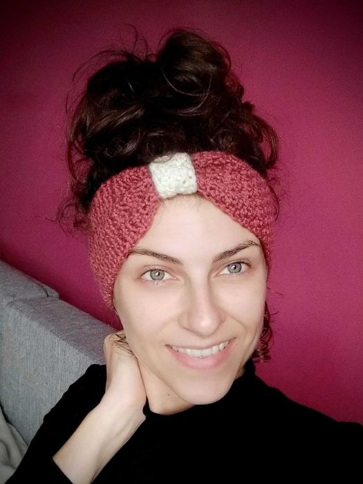 Zimowa opaska na głowę M 100% wełna różne kolory