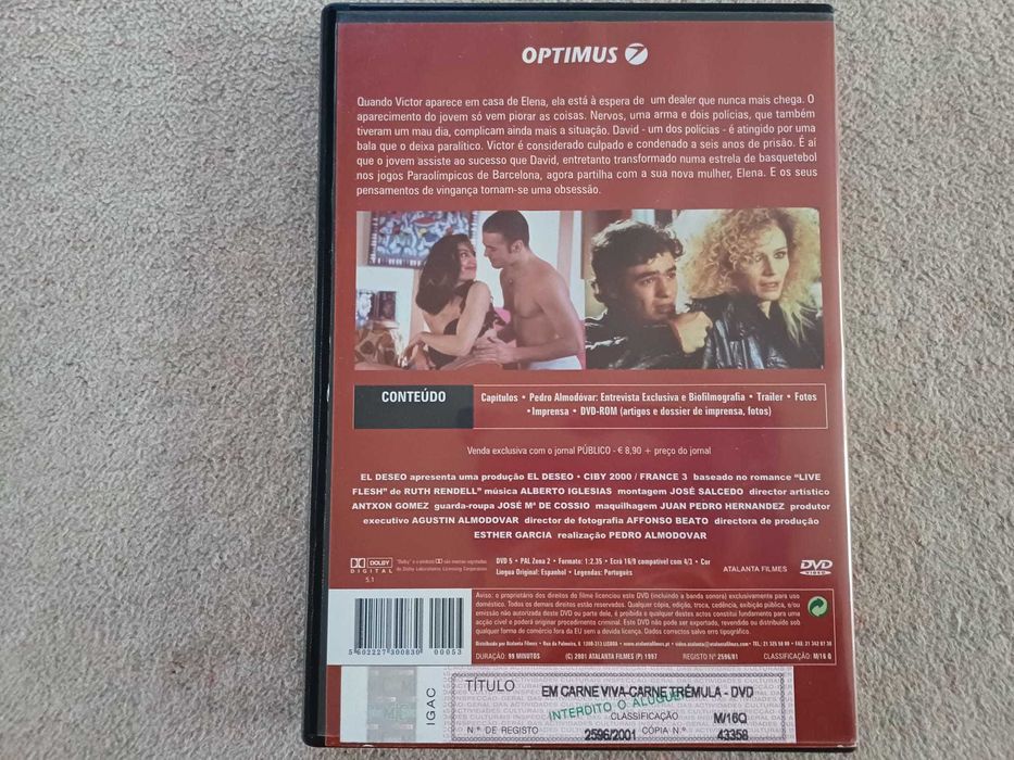 DVD- Em carne viva, de Pedro Almodóvar, c Javier Bardem, Penélope Cruz