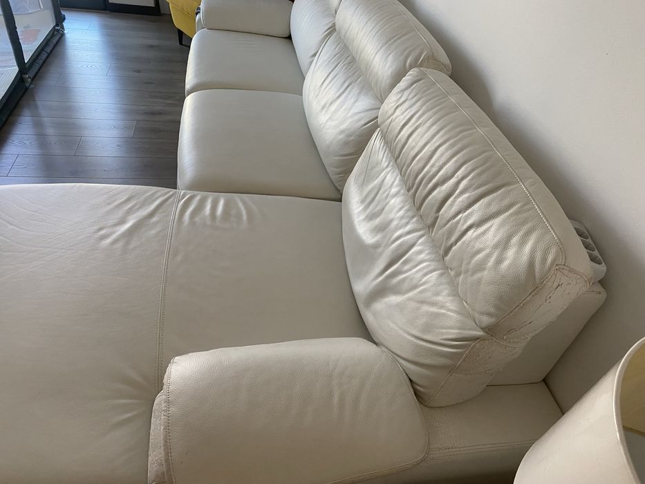 Sofa Chaise longue branca em pele