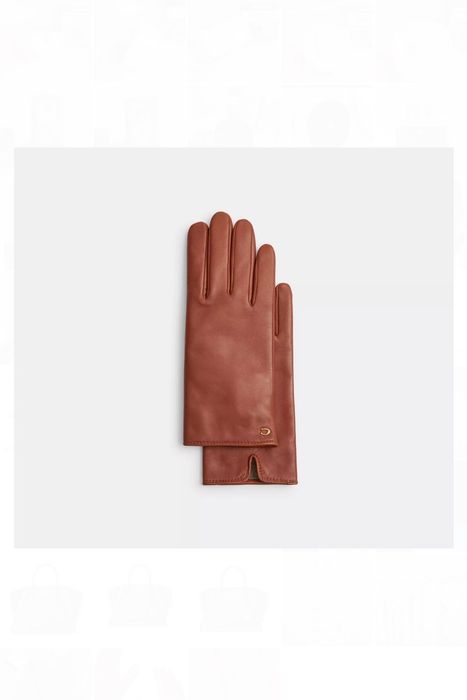 COACH Sculpted Gloves Жіночі шкіряні рукавички женские перчатки кожа