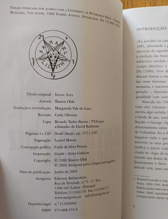 Sharon Olds - Satanás diz (portes incluídos)
