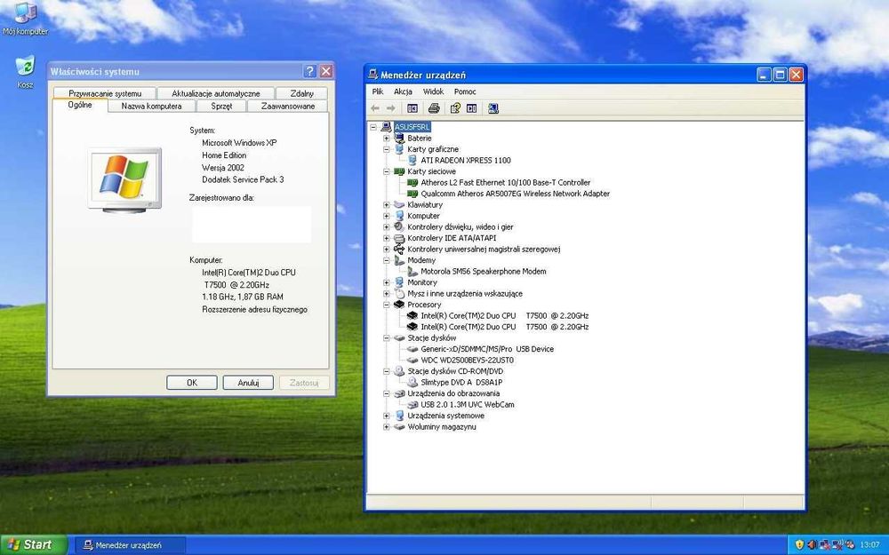 Laptop ASUS C2D T7500 ATI X1100 2GB RAM HDD 250GB WIFI Bateria