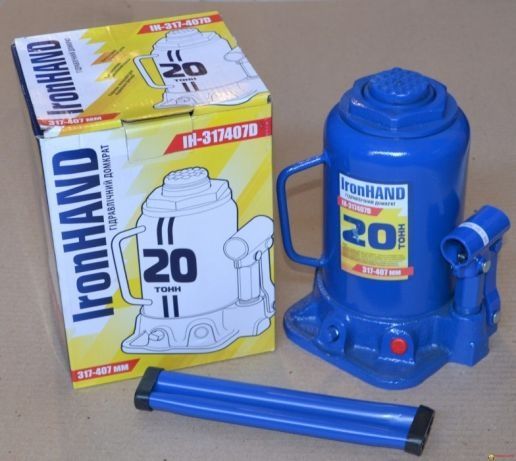 Домкрат гідравлічний  телескоп  20т Висота  217-407 мм Iron Hand