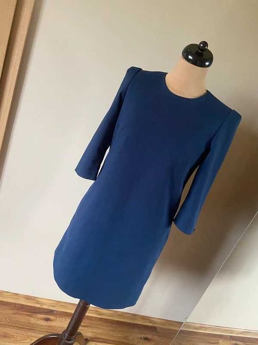 Simple granat basic prostota prosta sukienka wysokie ramiona m l 40 midi
