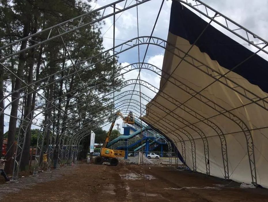 Hala namiotowa 12x24m Całoroczna Podwójna kratownica Gruba Plandeka