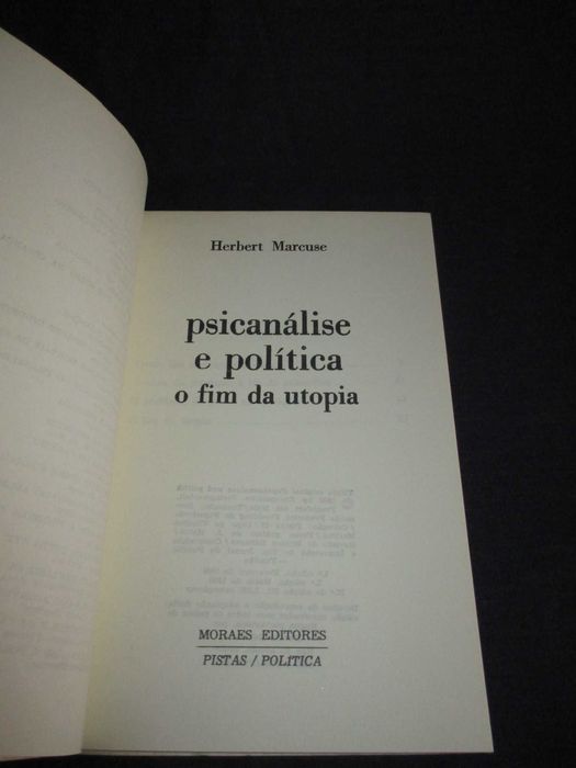 Livro Psicanálise e política O fim da utopia Herbert Marcuse