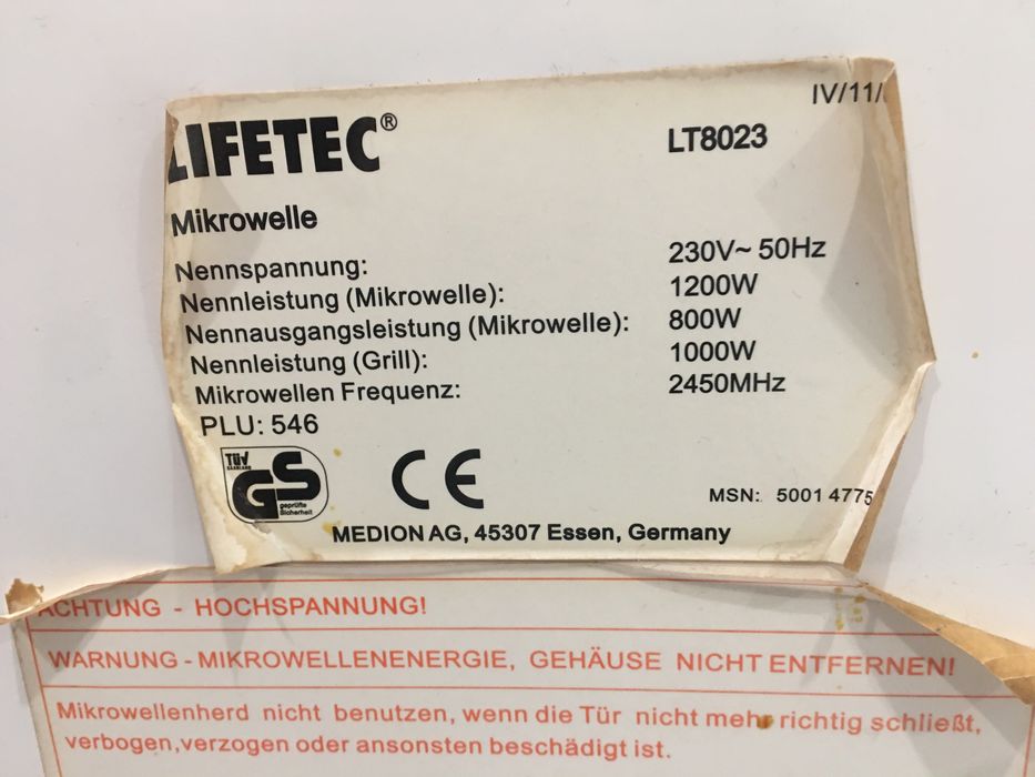 Мікрохвильова піч Lifetec LT8023,б/в