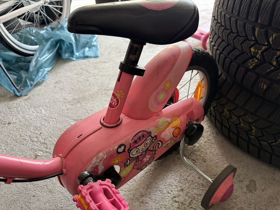 BiTWIN rower dla dziewczynki różowy z koszykiem i kółkami bocznymi