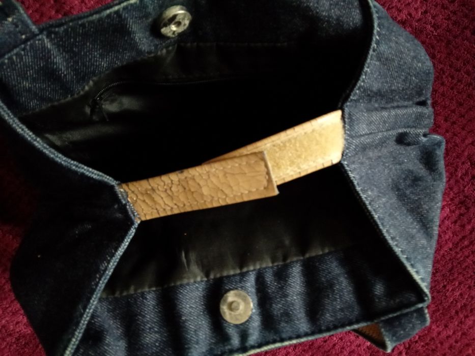 Mala tote bag de ganga escura e bege Produção artesanal