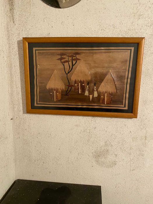 quadro pequeno africano tons castanho