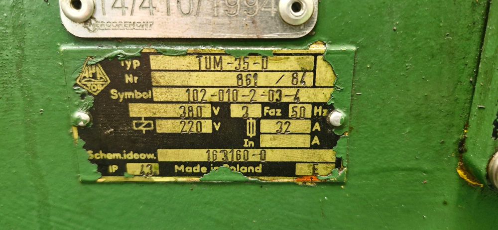 Tokarka TUM 35 sprawna, w ciągłej eksploatacji