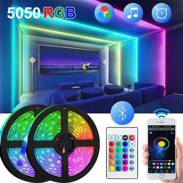 Fita LED TV Back Lights 5050 RGB 5m Bluetooth APP (telemóvel) -  NOVA