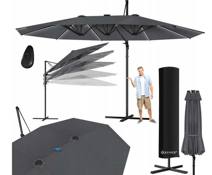 Parasol ogrodowy przeciwsłoneczny podwójny 460x270cm OKAZJA