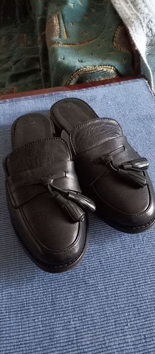 Шлепанцы лоферы кожаные