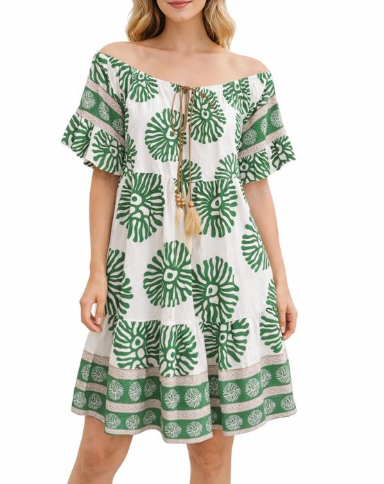 Sukienka plus size tunika 48/50/52/54 duży rozmiar boho piórko hiszpanka