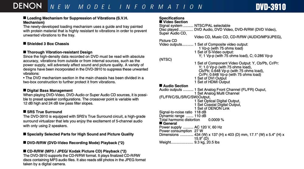 Denon DVD 3910 odtwarzacz DVD, CD, SACD, HDCD