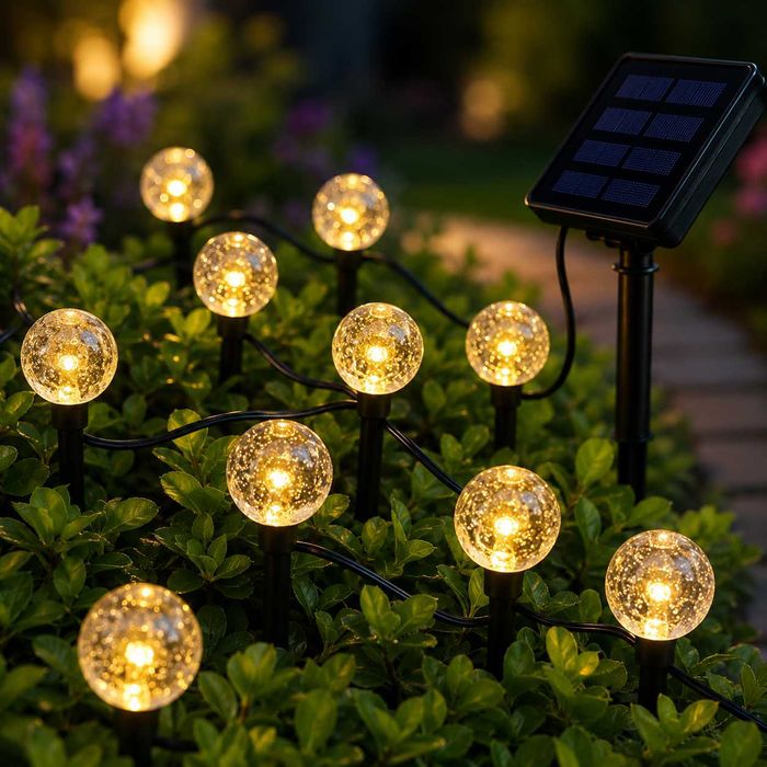 Гірлянда для саду Solar КУЛІ З БУЛЬБАШКАМИ • Автономний садовий світильник