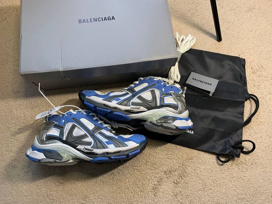 Balenciaga Runner nylon  white/blue баленсиага ранер нейлоновые