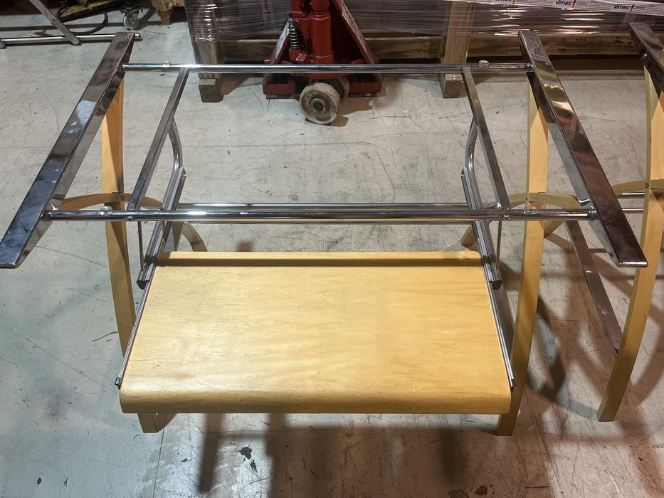 Conjunto 3 secretárias -Tampo vidro e Inox