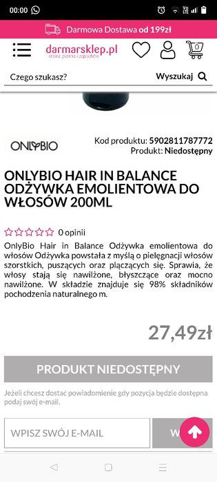 Szampony GARNIER i odżywka BY ONLYBIO