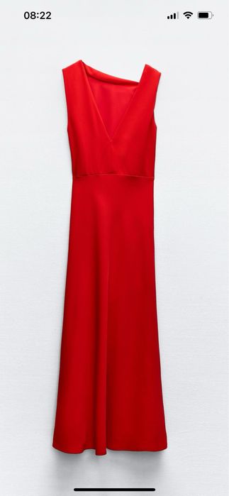 Zara sukienka midi wesele ze złota aplikacją