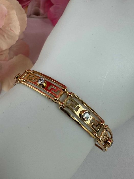 Bransoletka pozłacana 18k stal nierdzewna 19,5 cm b313