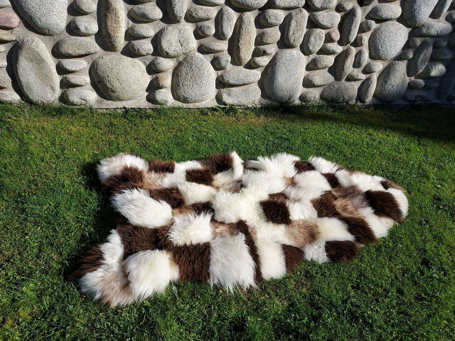 Skóra Owcza Dywan GIGANT XXXXL Dywan Zszywany z Kawałków Skór Owczych