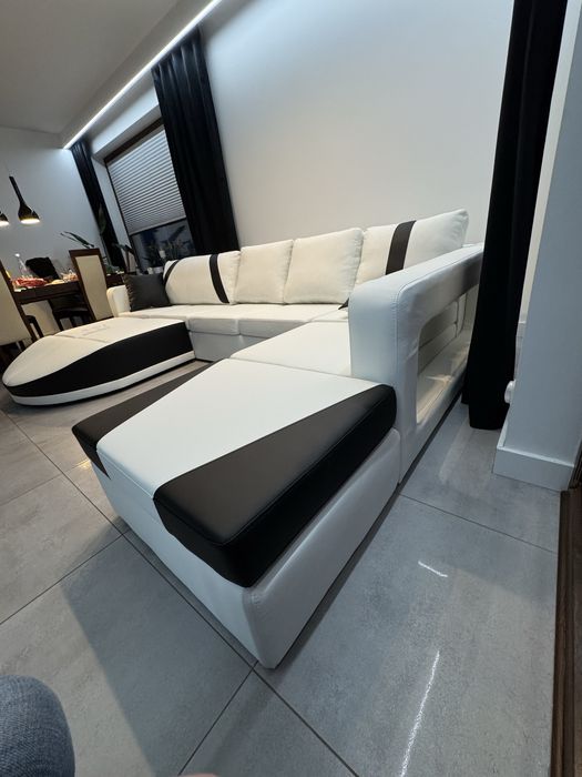 Naroznik  sofa Okazja nowy naroznik bialo czarny