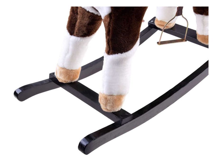 Duży konik Brązowy Koń na biegunach rży + ruchomy ogon i pysk