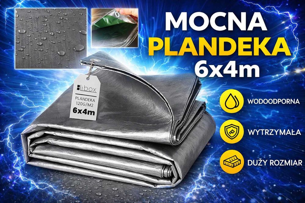 Plandeka Mocna Mrozoodporna Wzmacniana Na Taras 6x4m 4x6m Uv+ Płachta