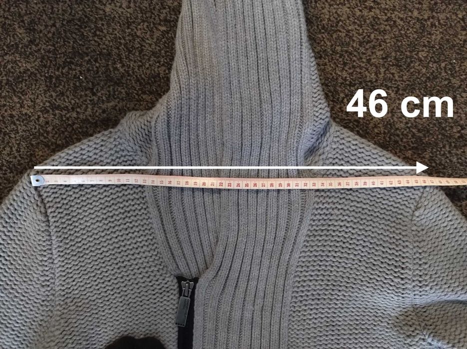 Sweter męski z kapturem Burton London - szary akrylowy z zamkiem