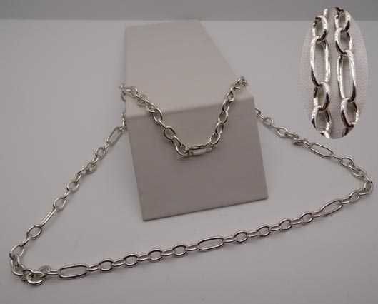 Srebrny łańcuszek owalne i podłużne ogniwa 60 cm. 5,6 mm.