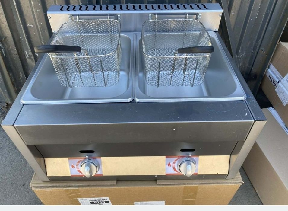 Frytkownica gazowa gastronomiczna nierdzewna 2x6l