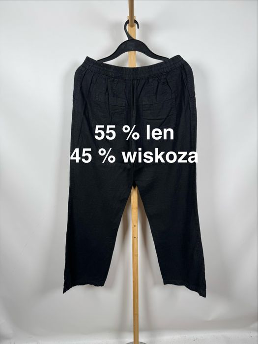 NEXT czarne szerokie spodnie lniano wiskozowe len wiskoza M/L