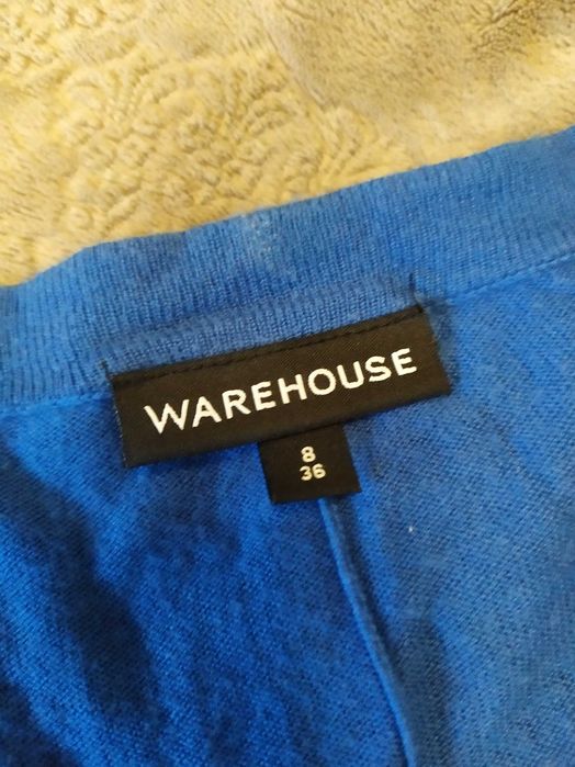 Chabrowy sweter kardigan M Warehouse luźny motyl wiskoza damski