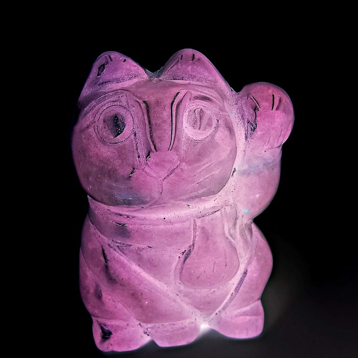 Maneki neko kamień kot witający figurka rzeźba netsuke szczęście