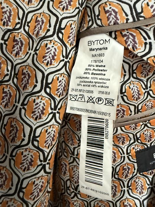 Bytom wełniana męska marynarka w kratę garnitur 176/104 52 L