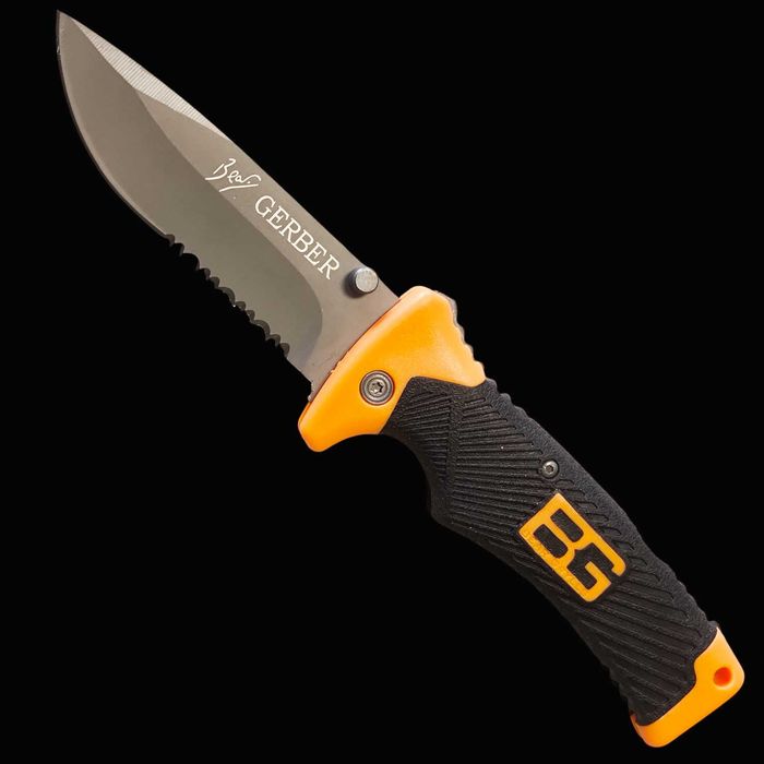 Nóż BG taktyczny EDC survival Bear Grylls ząbkowane ostrze  folding SHEATH knife back-lock