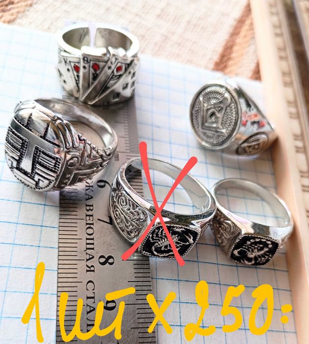 Перстень печатка лот / з червоним камнем сталь / 20.5 розмір