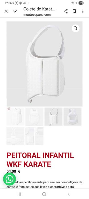 Vendo colete de protecção karate