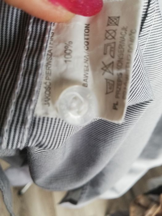 R. 40 41 biało szara koszula męska długi rękaw
