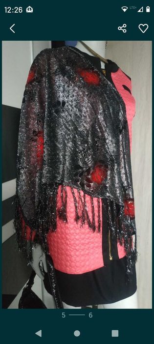 Ekskluzywna chusta największa cudo czarno złota zwiewna elegancja!